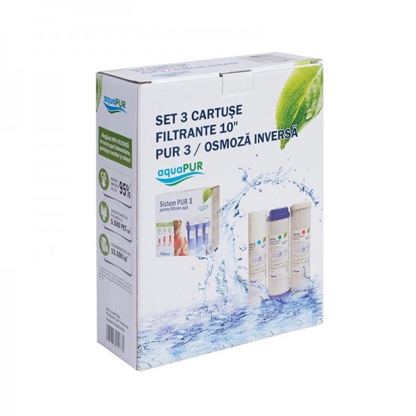 Set 3 cartuse filtrante 10' pentru filtrul pur3 / osmoza inversa